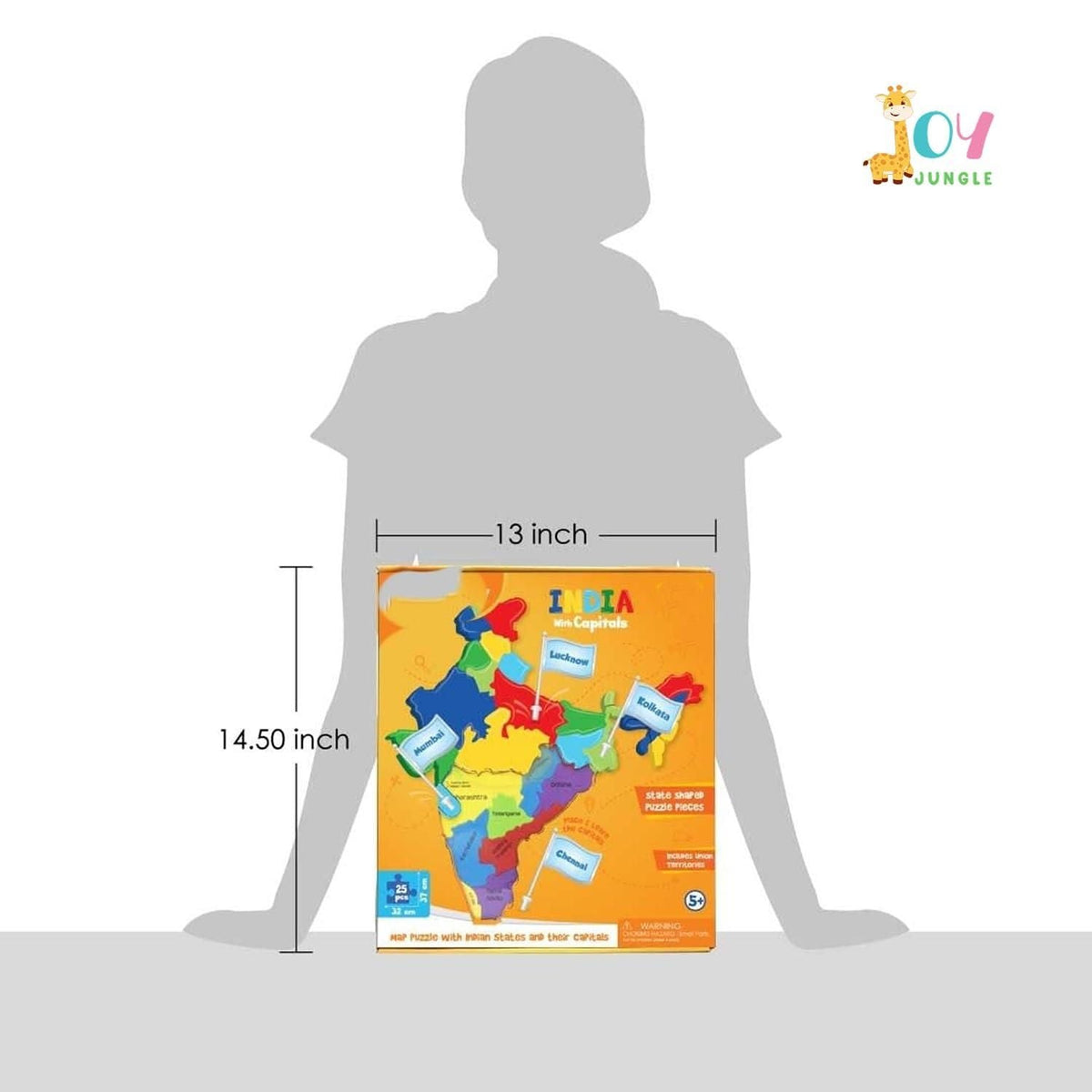 Jigsaw Puzzle Indian Map with State Capitals and Flag Educational Learning for Kids