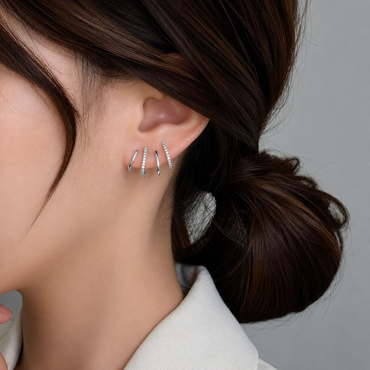 Crystal Double Bar Ear Cuff Earrings
