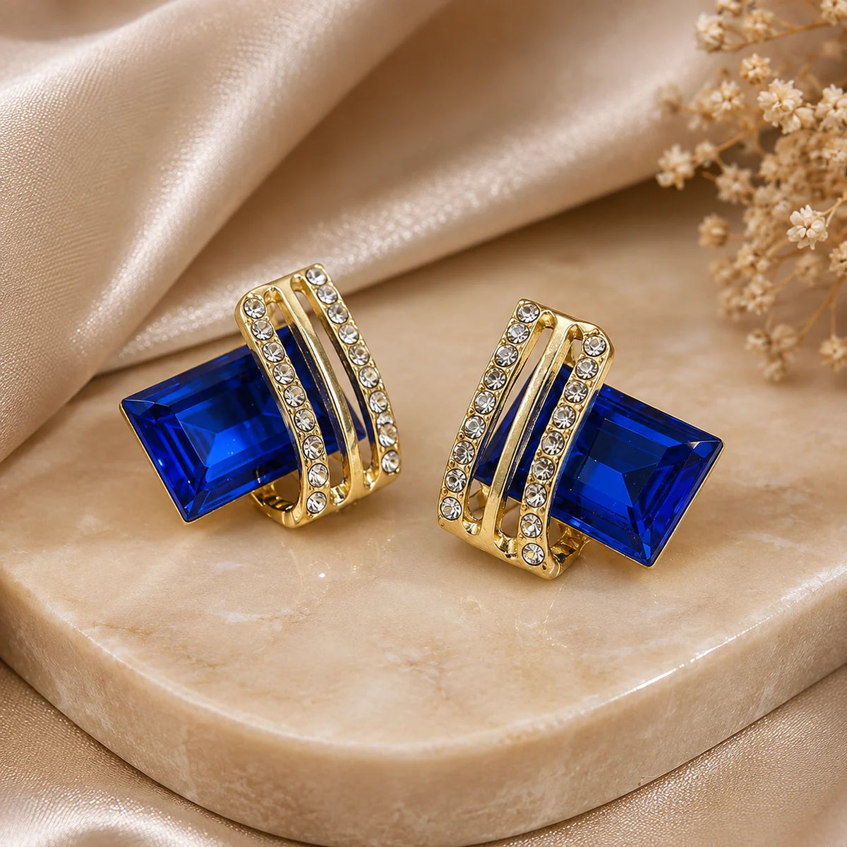 Crystal Geometric Statement Earrings