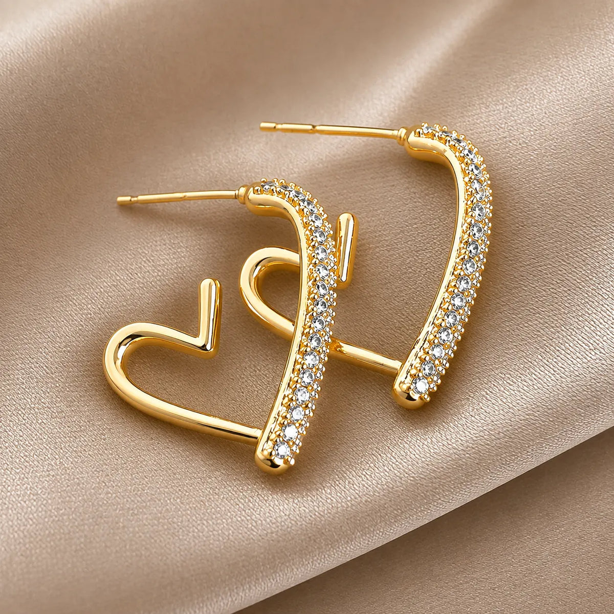 Crystal Heart Hoop Earrings