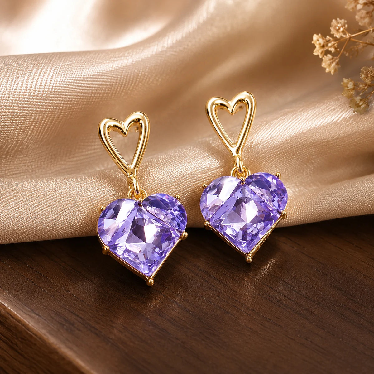 Heart Crystal Drop Earrings