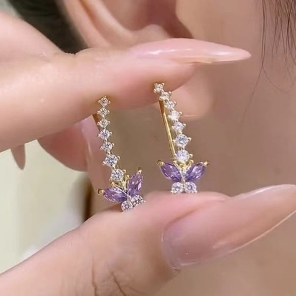 Amethyst Butterfly Earrings