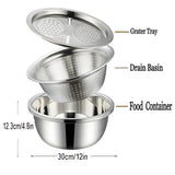 3-in-1 Multipurpose Kitchen Bowl™ | Premium Stainless Steel Cutter + Grater + Drain Basket
