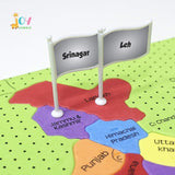 Jigsaw Puzzle Indian Map with State Capitals and Flag Educational Learning  for Kids
