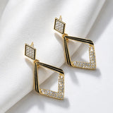 Black & Crystal Geometric Drop Earrings
