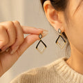 Black & Crystal Geometric Drop Earrings