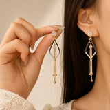 Black & Crystal Tassel Drop Earrings
