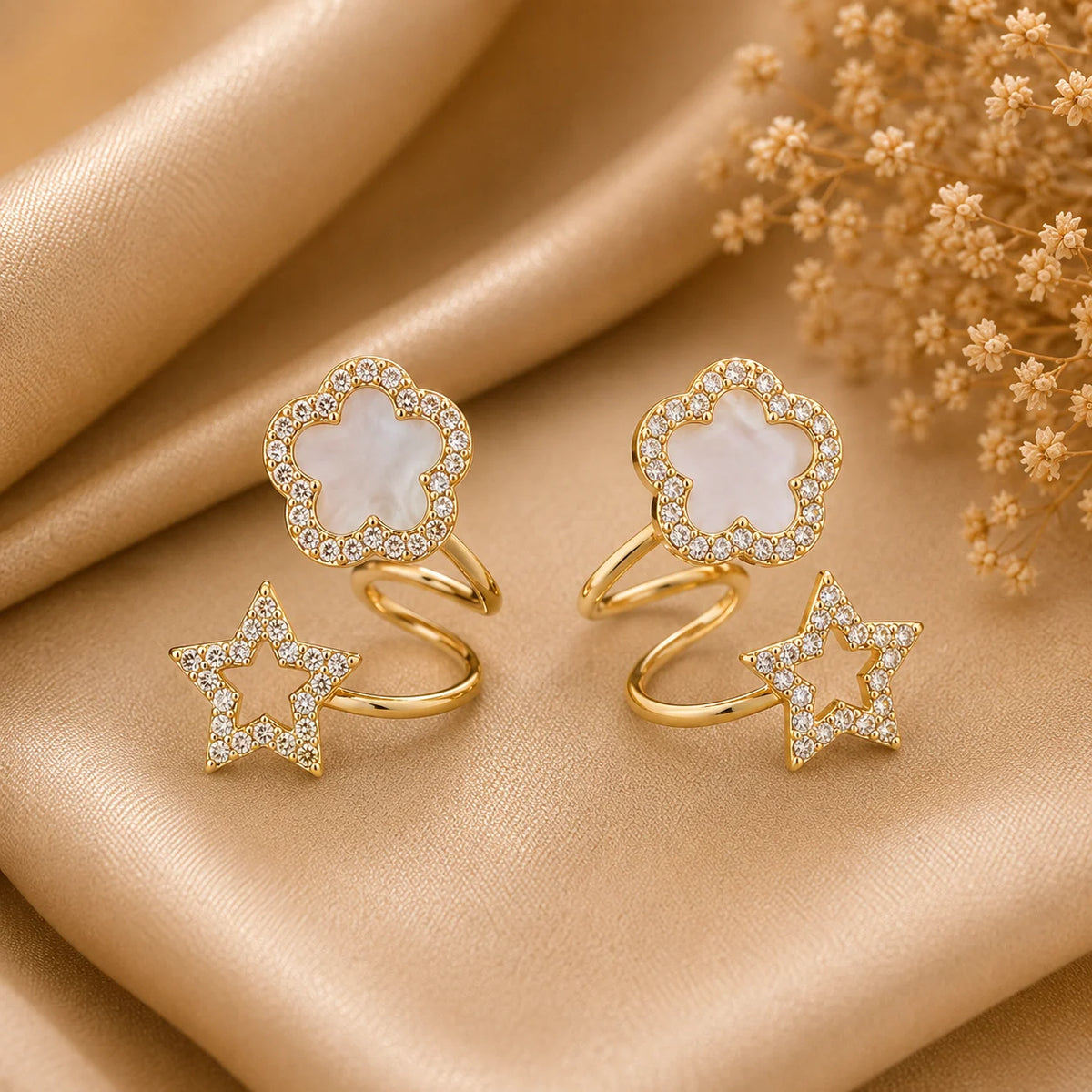 Clover Star Double Stud Earrings