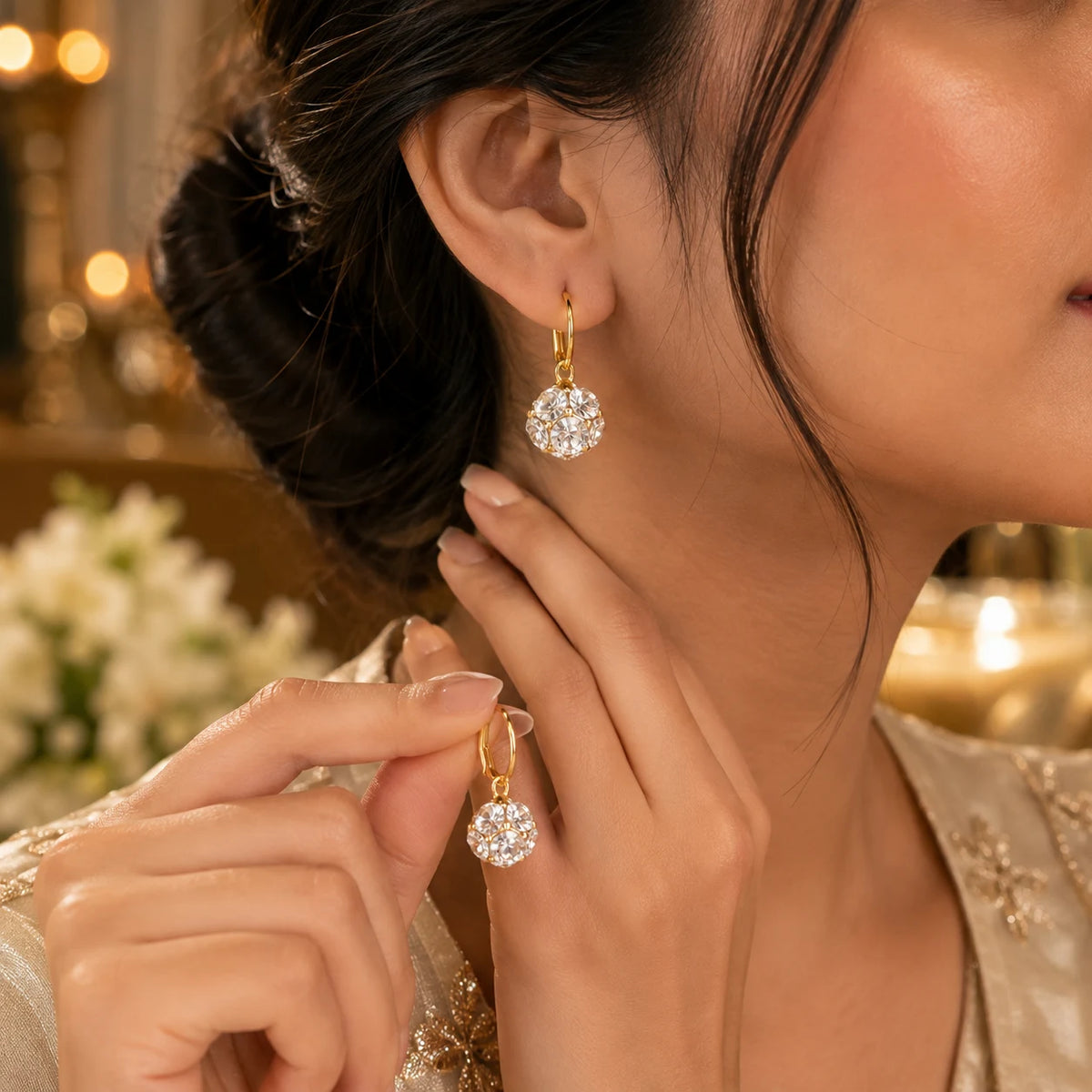 Crystal Bloom Drop Earrings