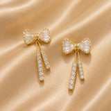 Crystal Bow Rhinestone Drop Earrings