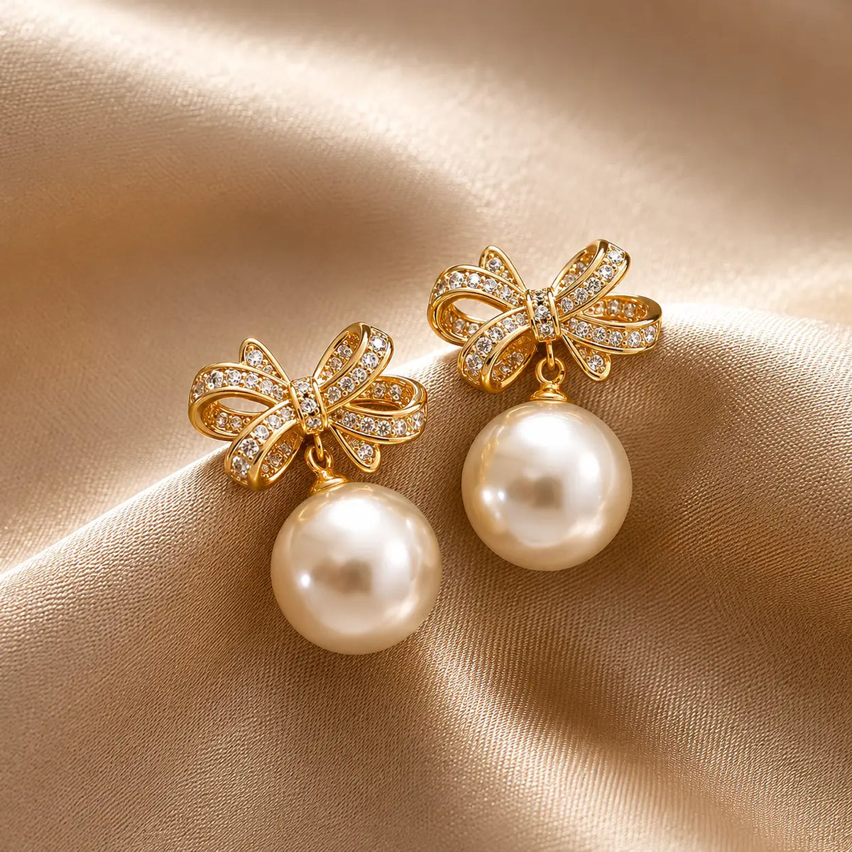 Crystal Butterfly Pearl Drop Earrings