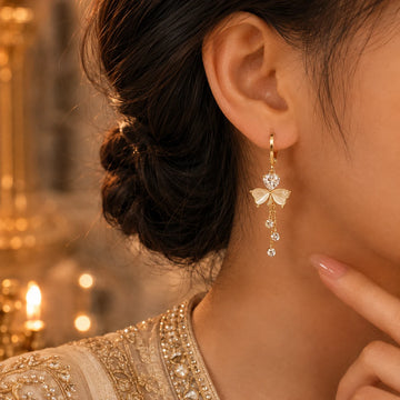 Crystal Butterfly Pearl Drop Hoop Earrings
