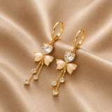 Crystal Butterfly Pearl Drop Hoop Earrings