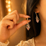 Crystal Diamond Geometric Drop Earrings