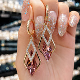 Crystal Diamond Geometric Drop Earrings