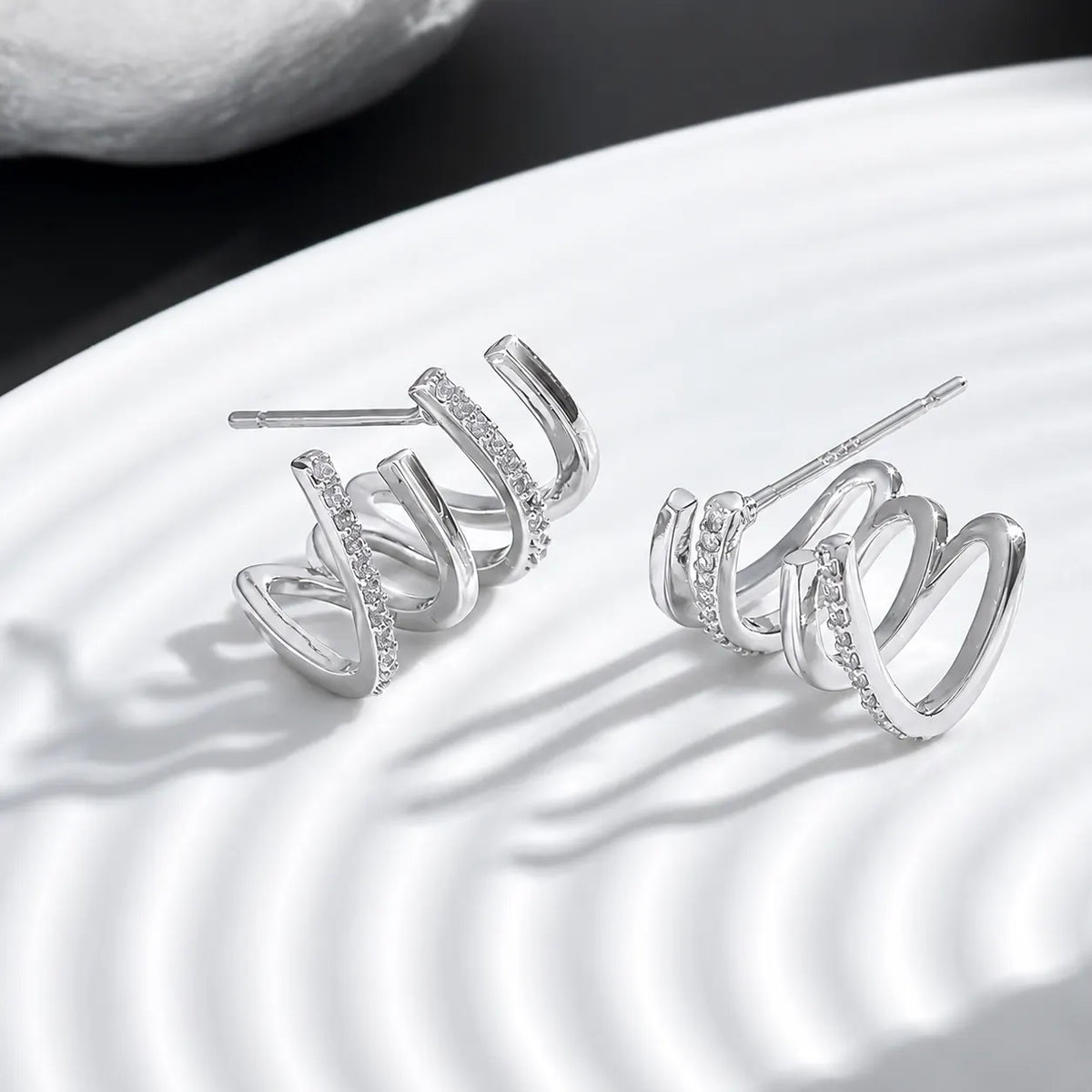 Crystal Double Bar Ear Cuff Earrings