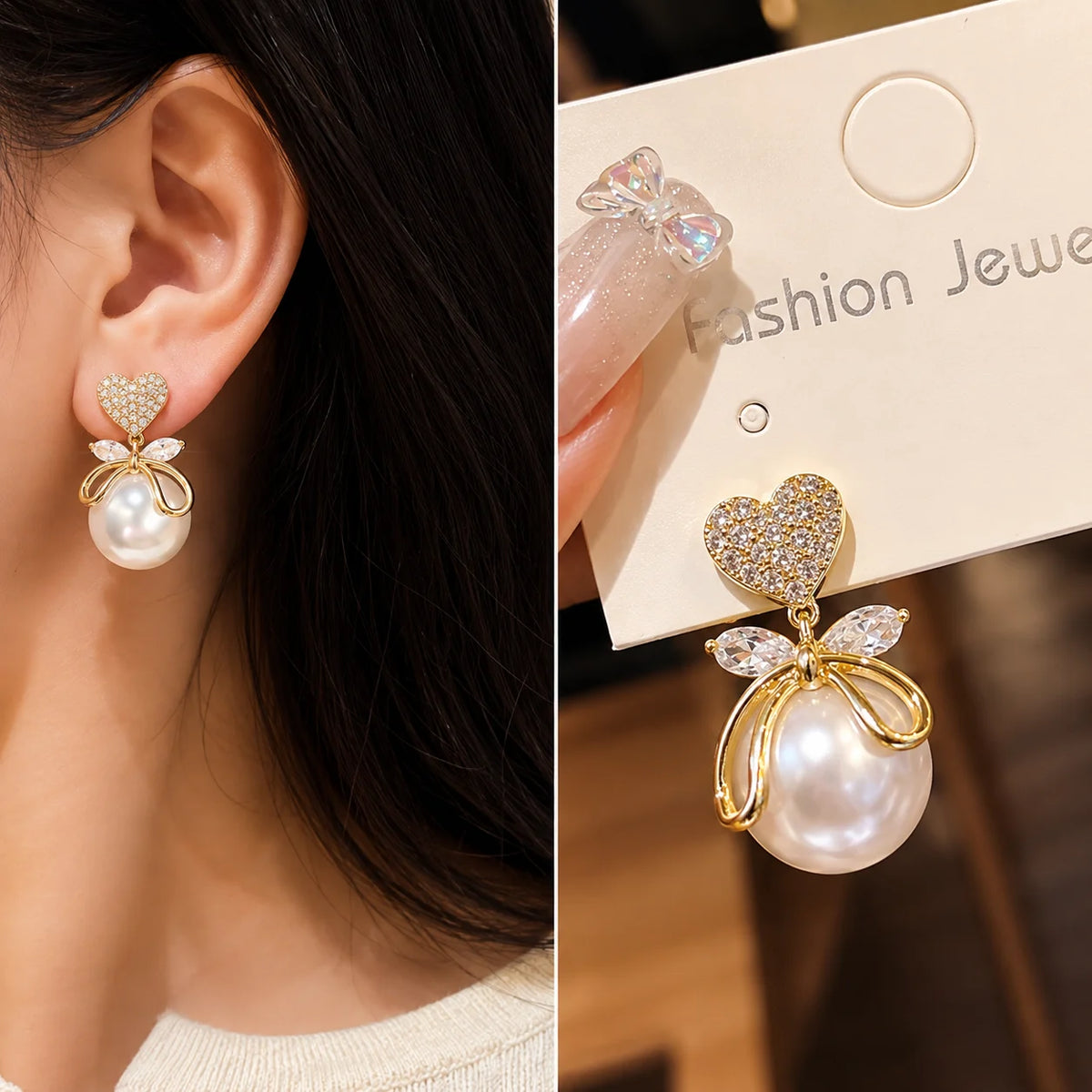 Crystal Double Gem Drop Earrings