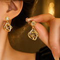 Crystal Double Gemstone Drop Earrings