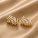 Crystal Fan Fringe Stud Earrings