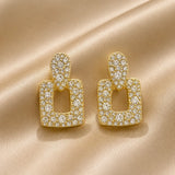 Crystal Geometric Link Drop Earrings
