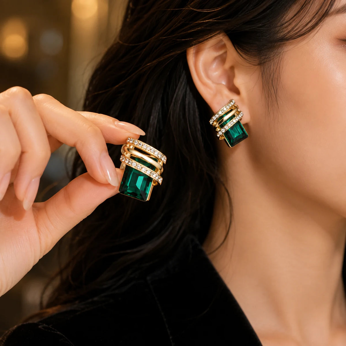 Crystal Geometric Statement Earrings