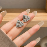 Crystal Geometric Triangle Stud Earrings
