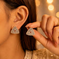 Crystal Geometric Triangle Stud Earrings