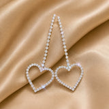 Crystal Heart Long Drop Earrings
