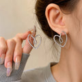 Crystal Heart Loop Drop Earrings