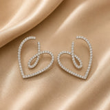 Crystal Heart Loop Drop Earrings