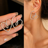 Crystal Heart Loop Drop Earrings