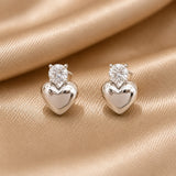 Crystal Heart Solitaire Stud Earrings