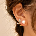 Crystal Leaf Pearl Ear Earrings