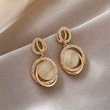Crystal Moonstone Double Hoop Earrings