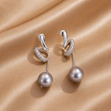 Crystal Pearl Chain Drop Earrings