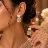 Crystal Square Drop Earrings
