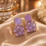 Crystal Square Drop Earrings
