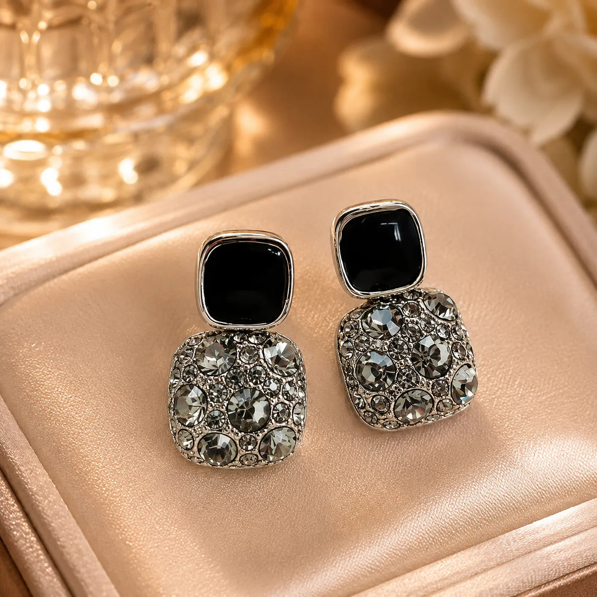 Crystal Square Drop Earrings