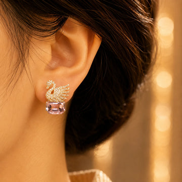 Crystal Swan Drop Earrings