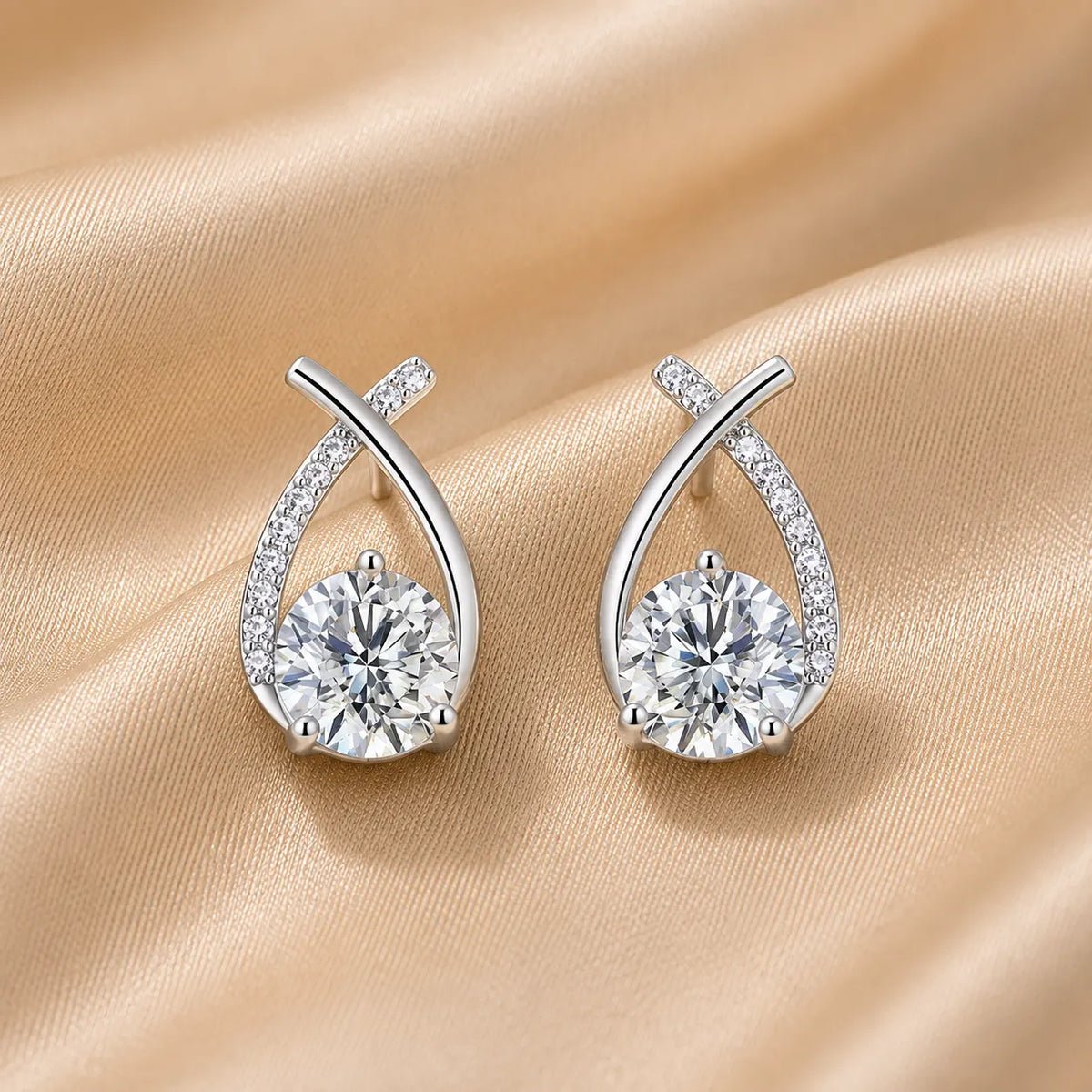 Crystal Teardrop Solitaire Earrings
