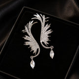 Crystal Wing Feather Drop Earrings