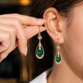 Emerald Teardrop Crystal Drop Earrings