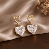 Heart Crystal Drop Earrings