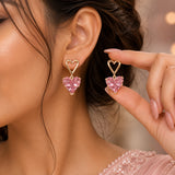 Heart Crystal Drop Earrings