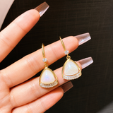 Iridescent Crystal Triangle Drop Earrings