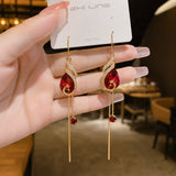 Peacock Crystal Teardrop Drop Earrings