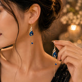 Peacock Crystal Teardrop Drop Earrings