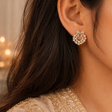 Pearl Bow Crystal Wreath Earrings