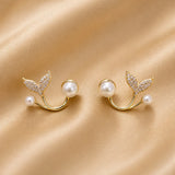 Pearl Butterfly Crystal Ear Jacket Earrings