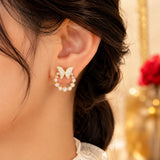 Pearl Butterfly Crystal Hoop Earrings